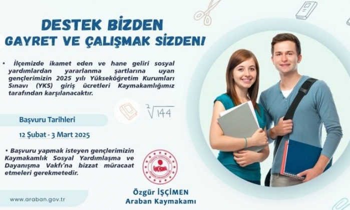 Araban'da Öğrencilere YKS Başvuru Desteği