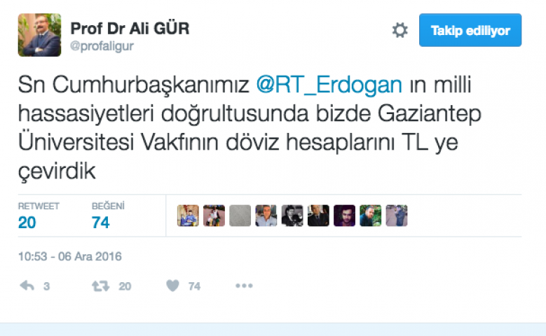 GAÜN Türk lirasına destek oluyor