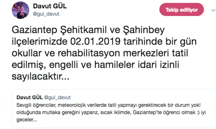 Vali Gül duyurdu: Okullar tatil