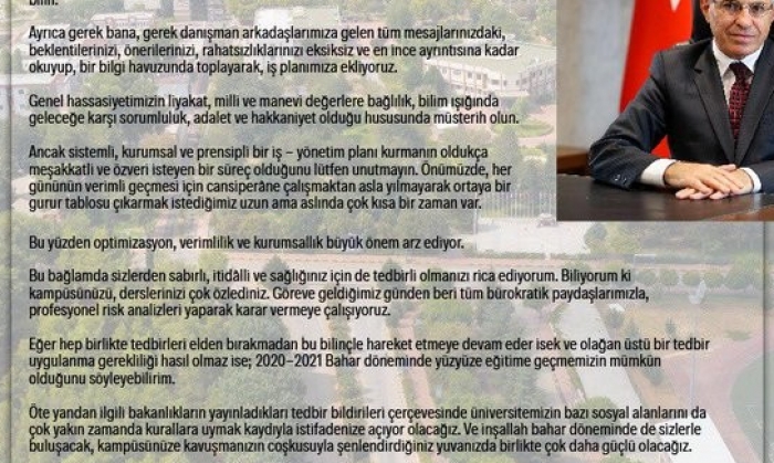 Yeni Rektör tarih verdi