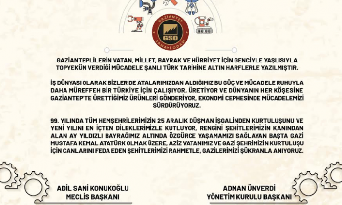 GSO'DAN BAYRAM MESAJI