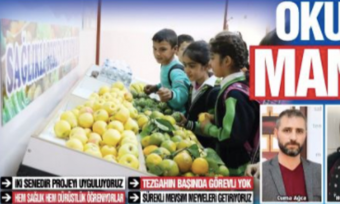 Okul koridoruna manav tezgahı