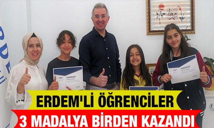 Erdem'li öğrenciler 3 madalya birden kazandı