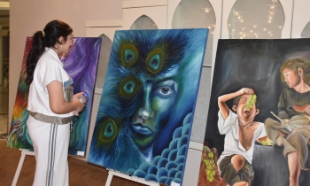 Kursiyerlerin resimleri sergilendi