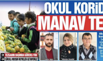 Okul koridoruna manav tezgahı
